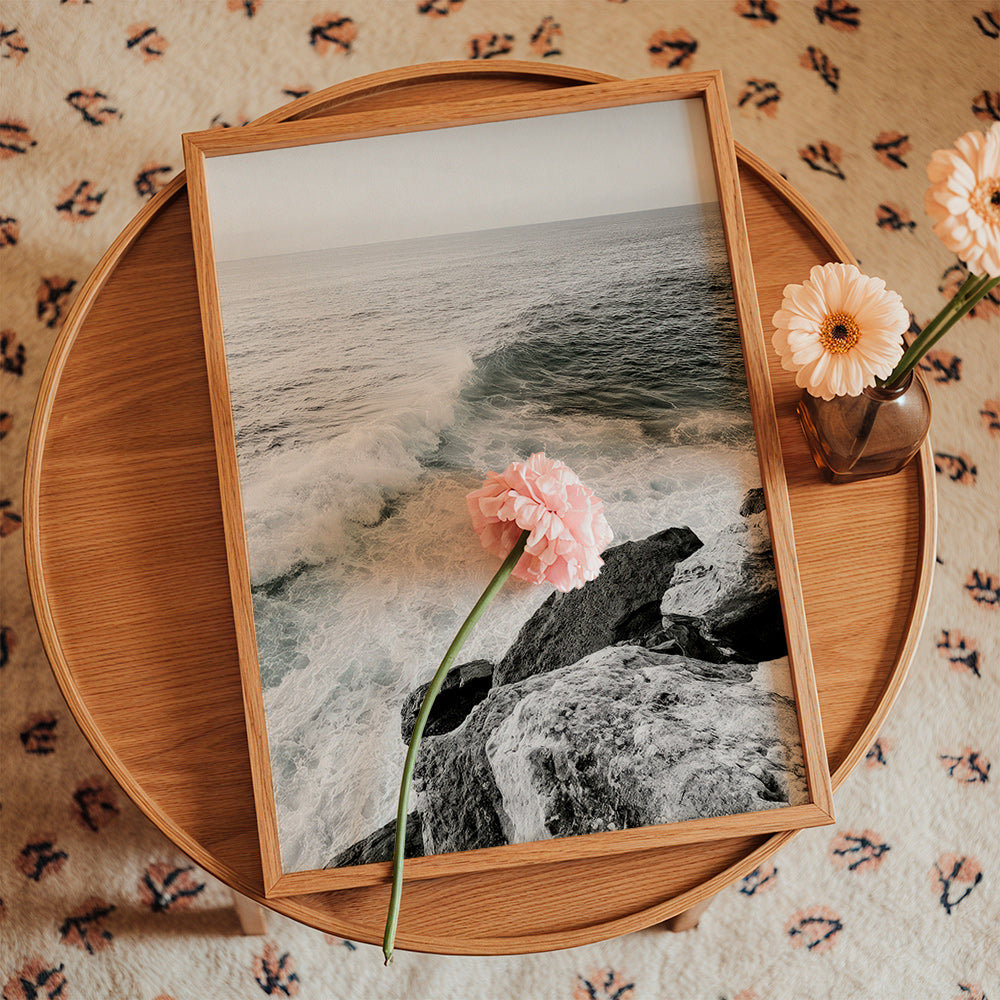 Landscape art: cliff and breaking wave