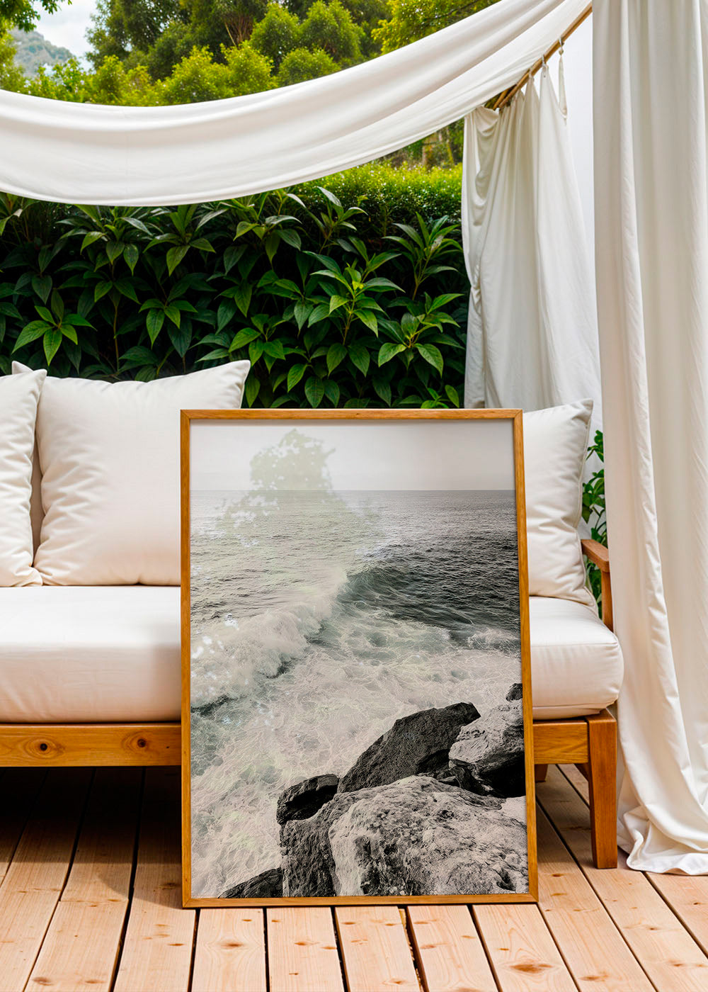 Landscape art: cliff and breaking wave