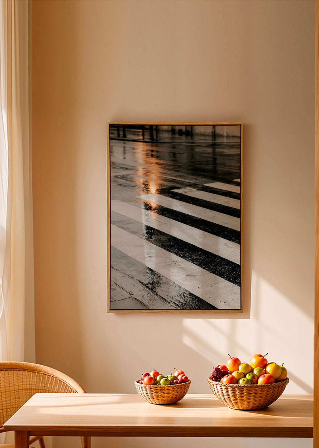Photograph: wet crosswalk in the city