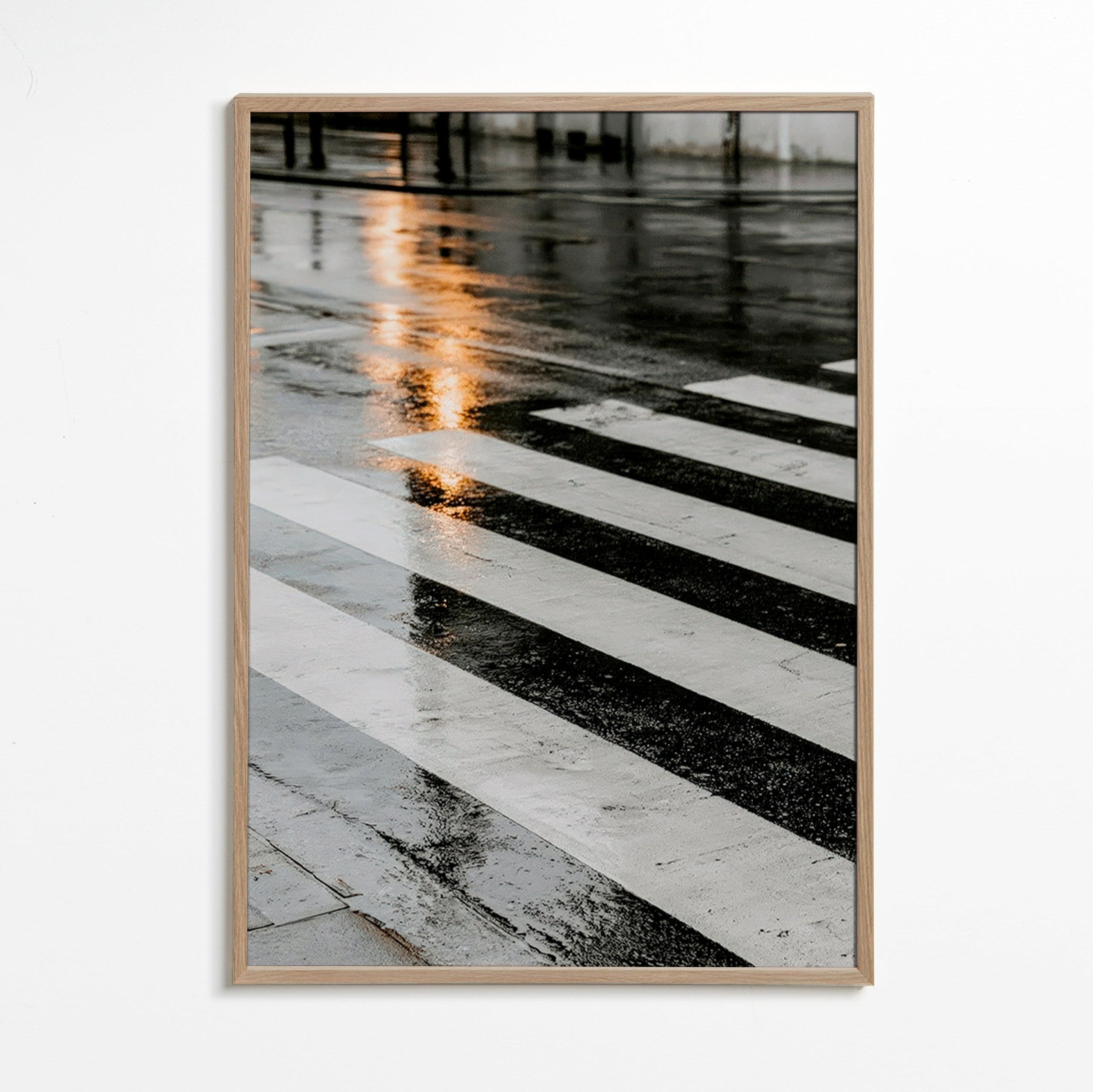 Photograph: wet crosswalk in the city