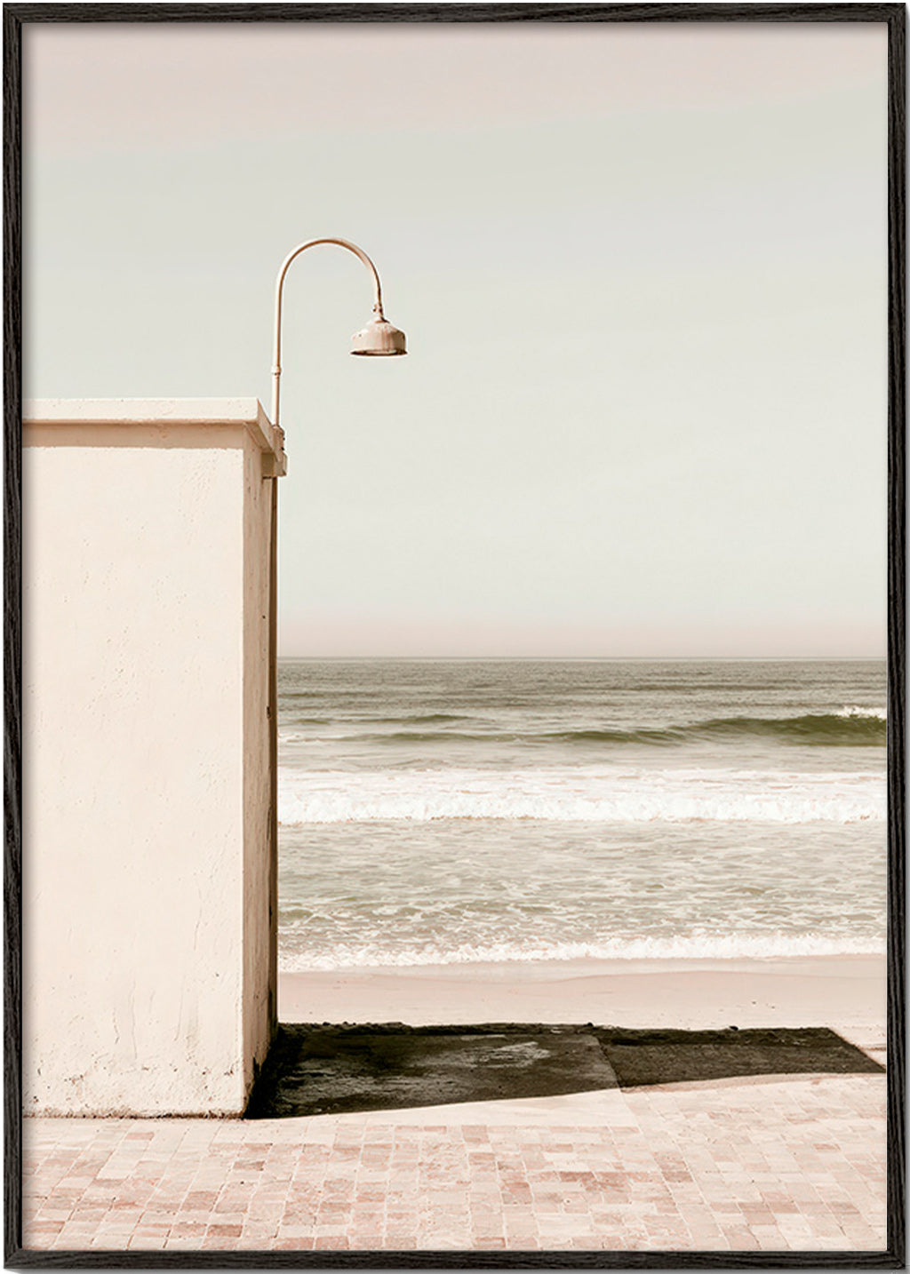 Landscape art: beach scene with wall lamp