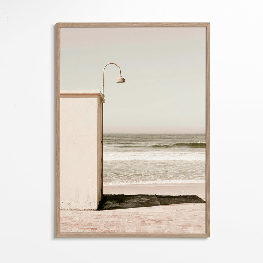 Landscape art: beach scene with wall lamp