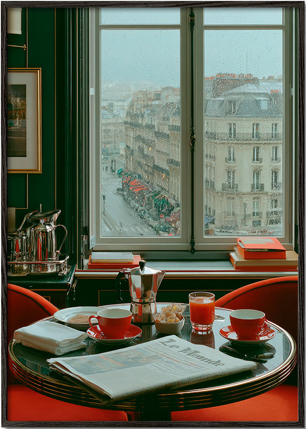 Kitchen art featuring a Paris window and coffee