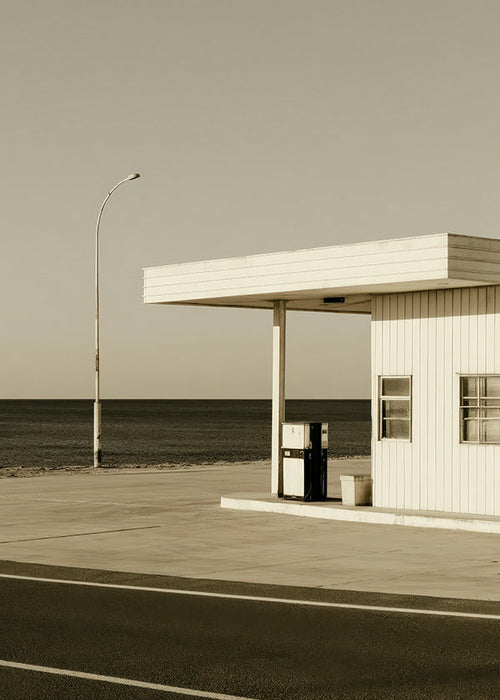 Landscape art: deserted coastal station