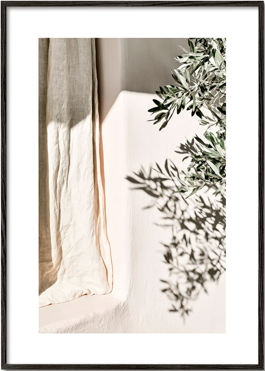 Botanical print linen and olive sprig