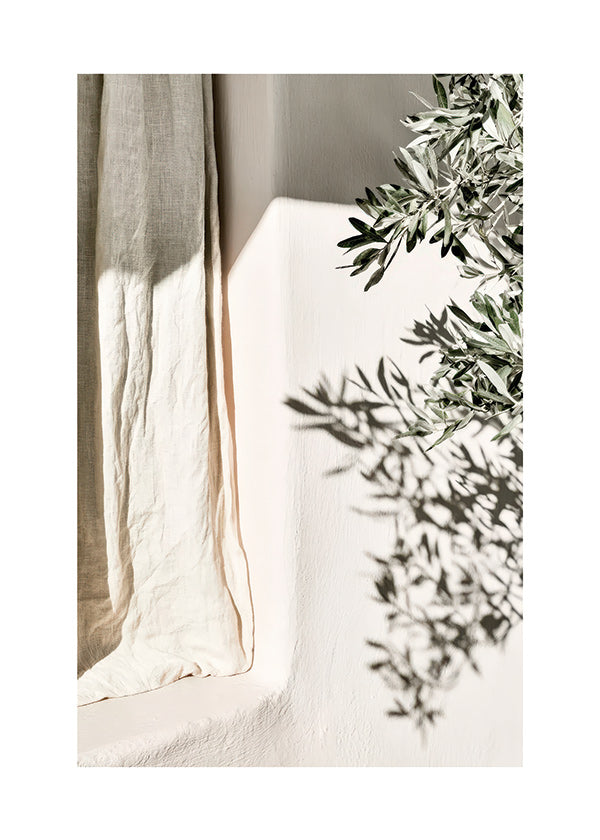 Botanical print linen and olive sprig