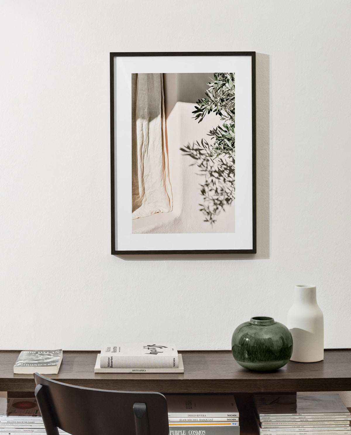 Botanical print linen and olive sprig