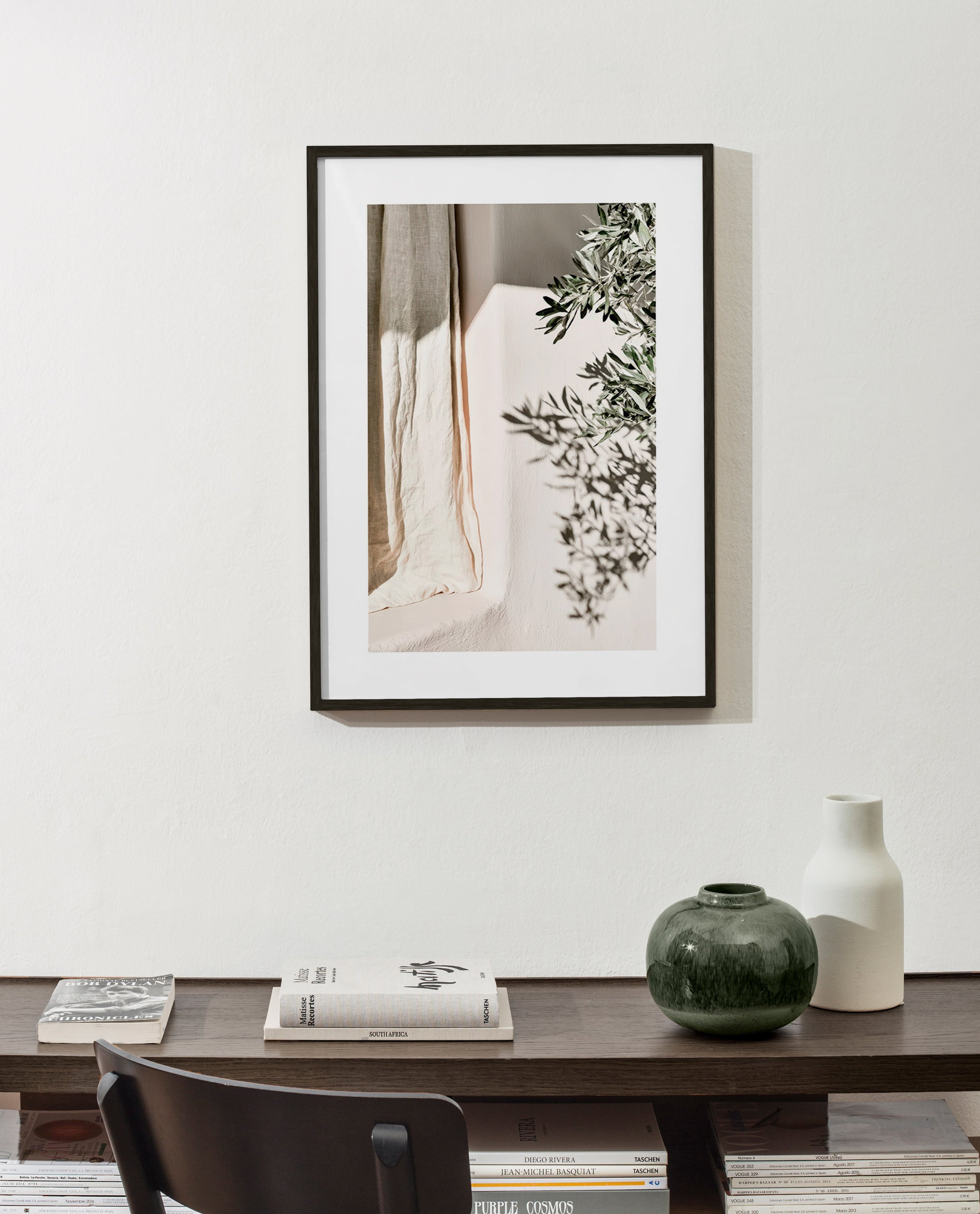 Botanical print linen and olive sprig