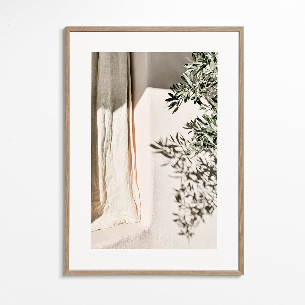 Botanical print linen and olive sprig