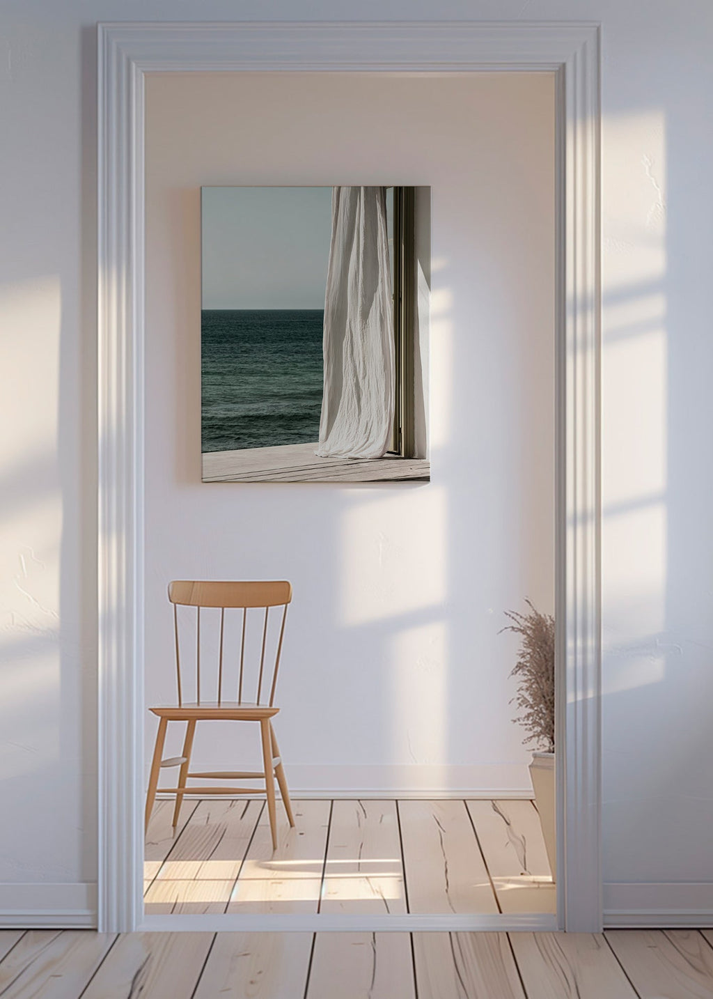 Landscape art: curtain by the sea