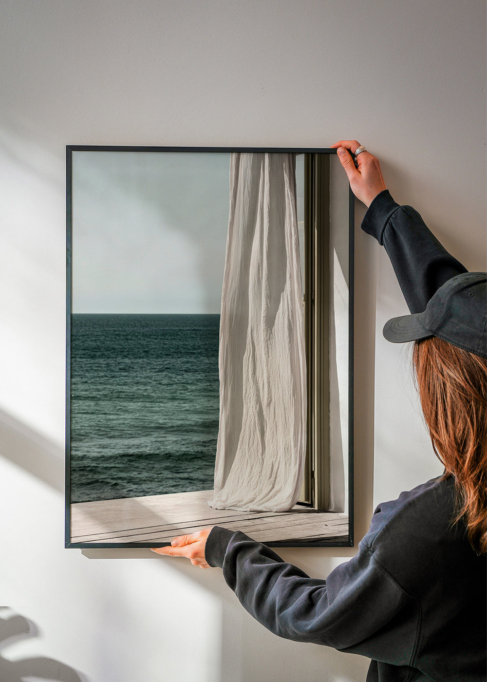 Landscape art: curtain by the sea