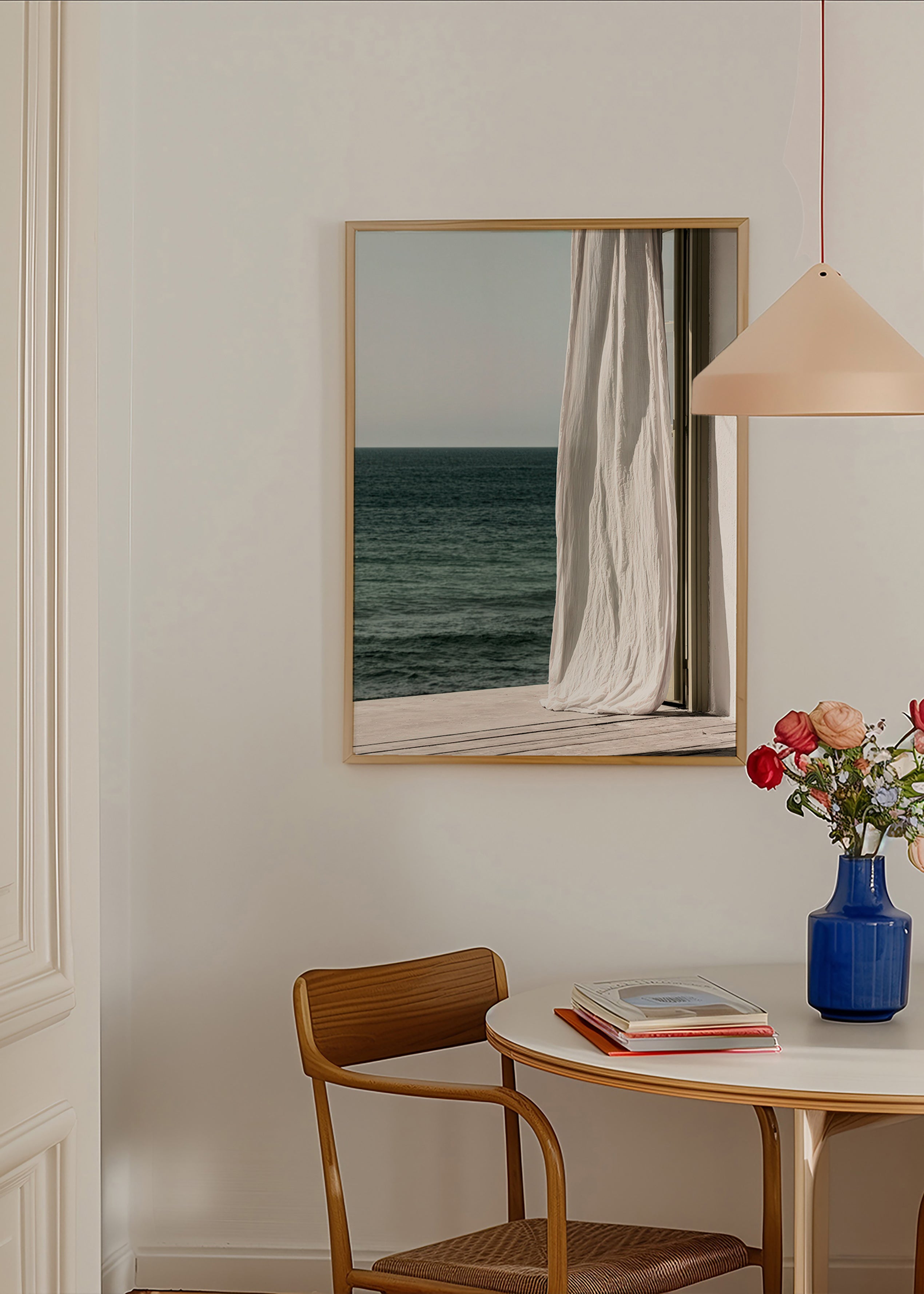 Landscape art: curtain by the sea