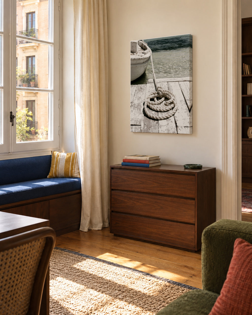 Dockside Rope - Unframed canvas in an interior