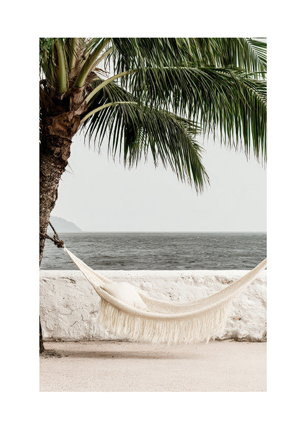 Landscape art with hammock and palm