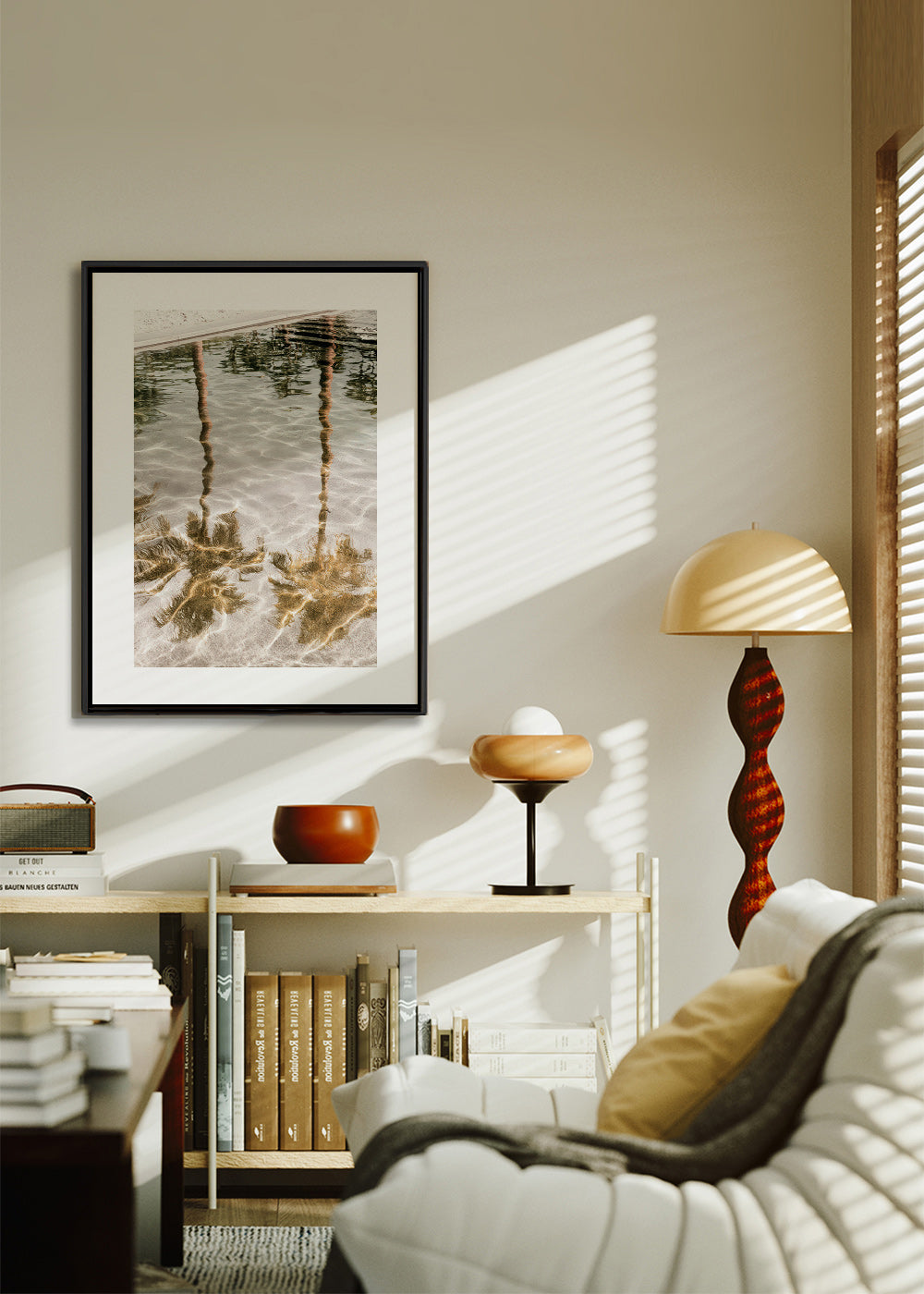 Landscape art: palm reflections in water