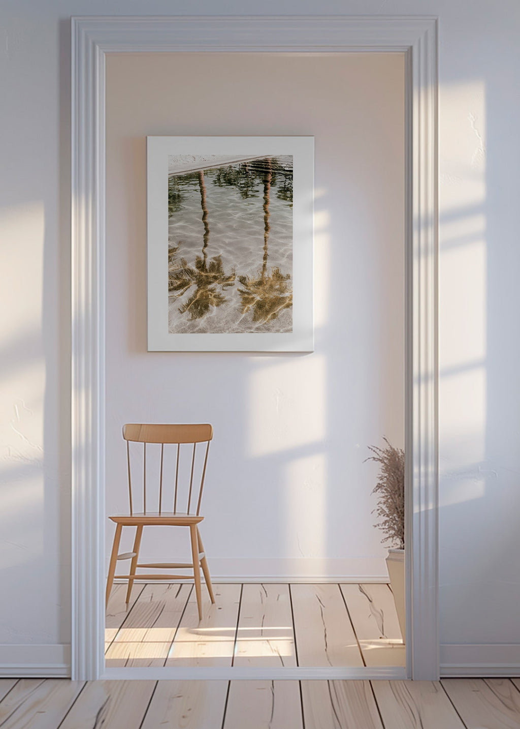 Landscape art: palm reflections in water