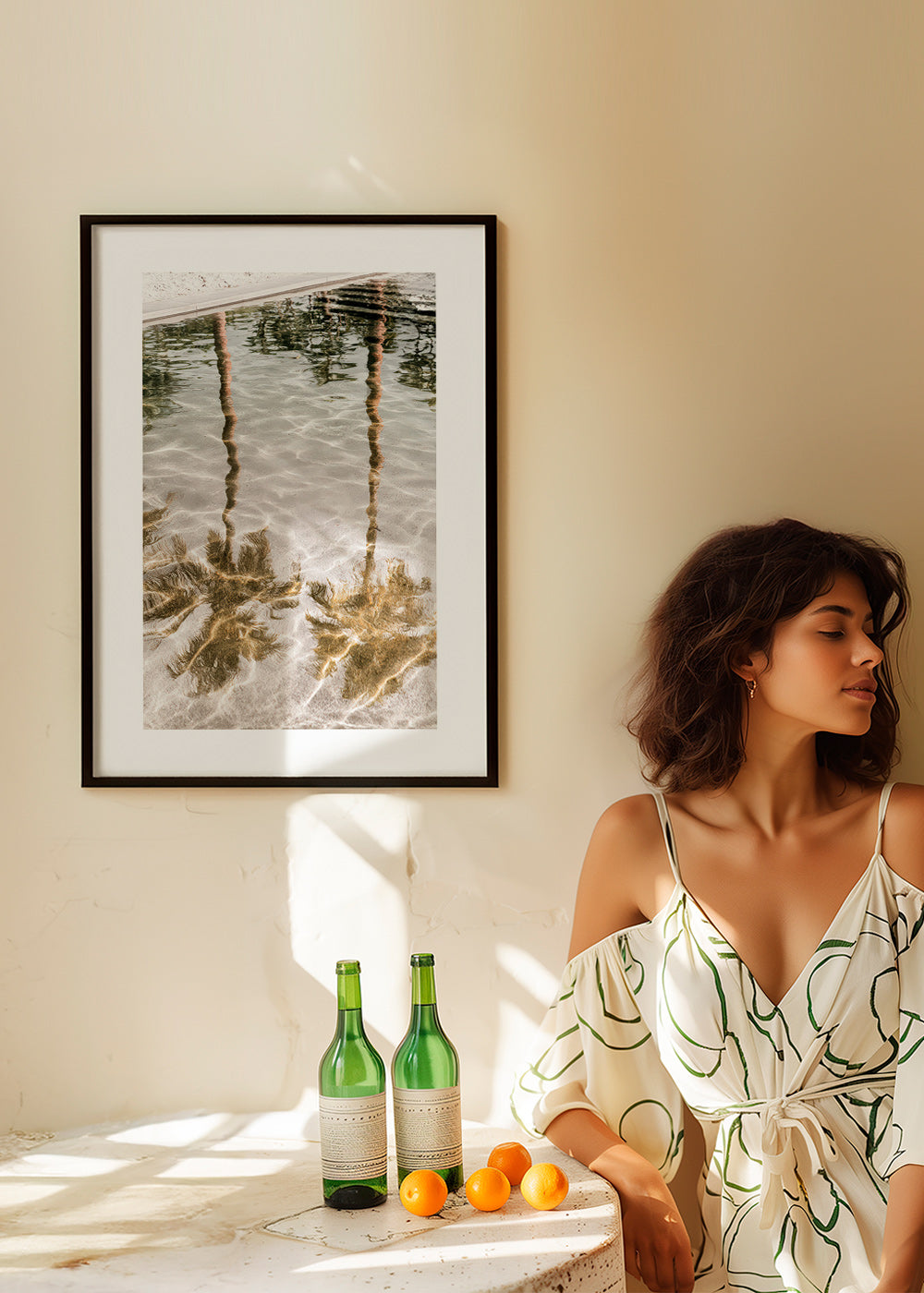 Landscape art: palm reflections in water