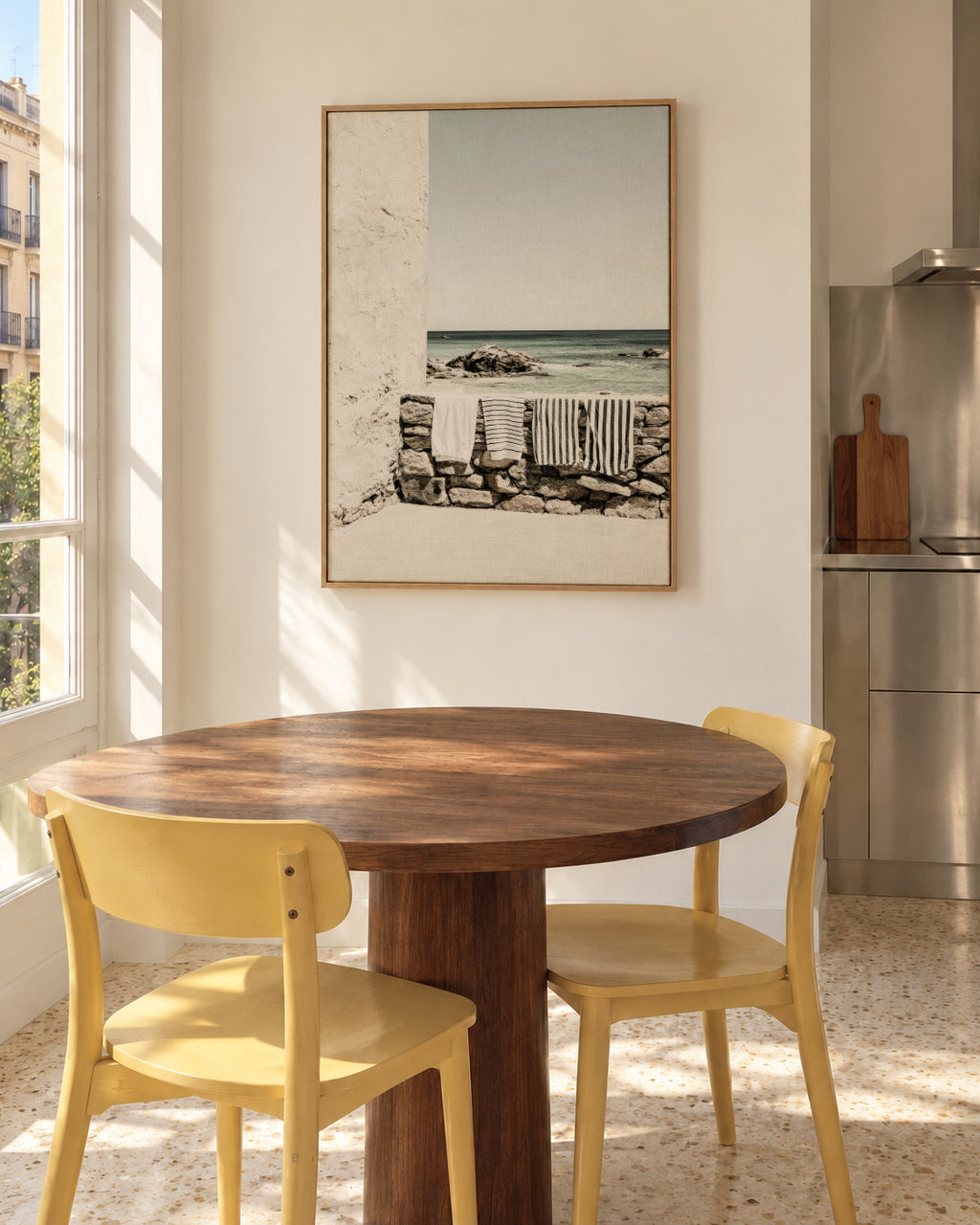 Seaside Towels - Framed canvas in an interior