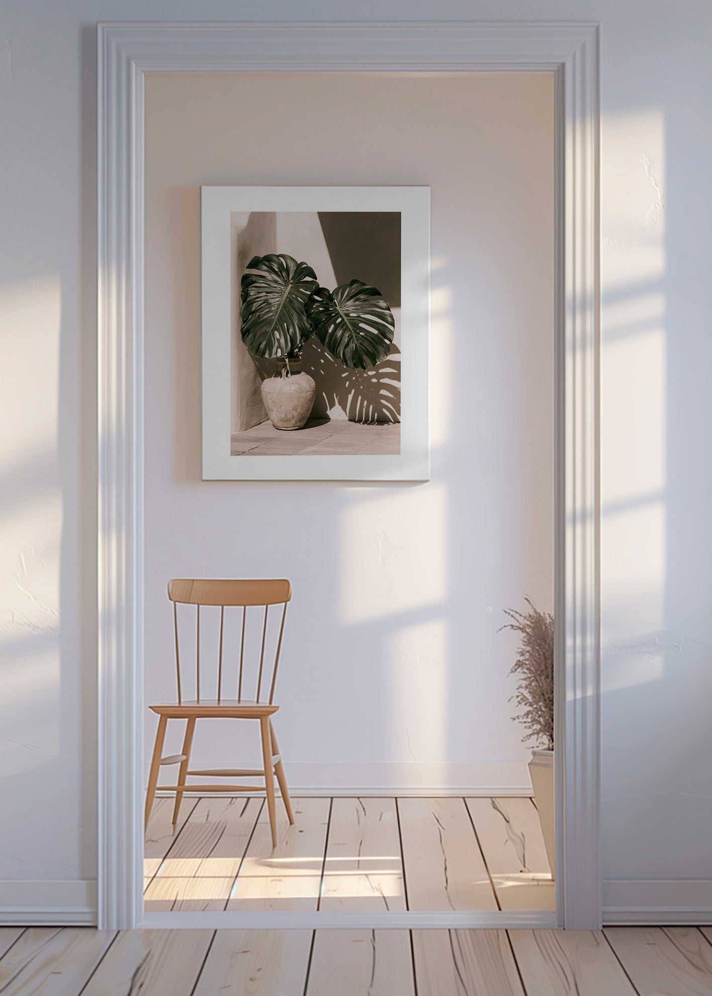 Botanical print Monstera pot study