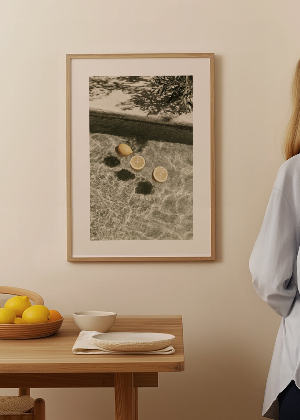Floating Lemons - Framed poster in an interior