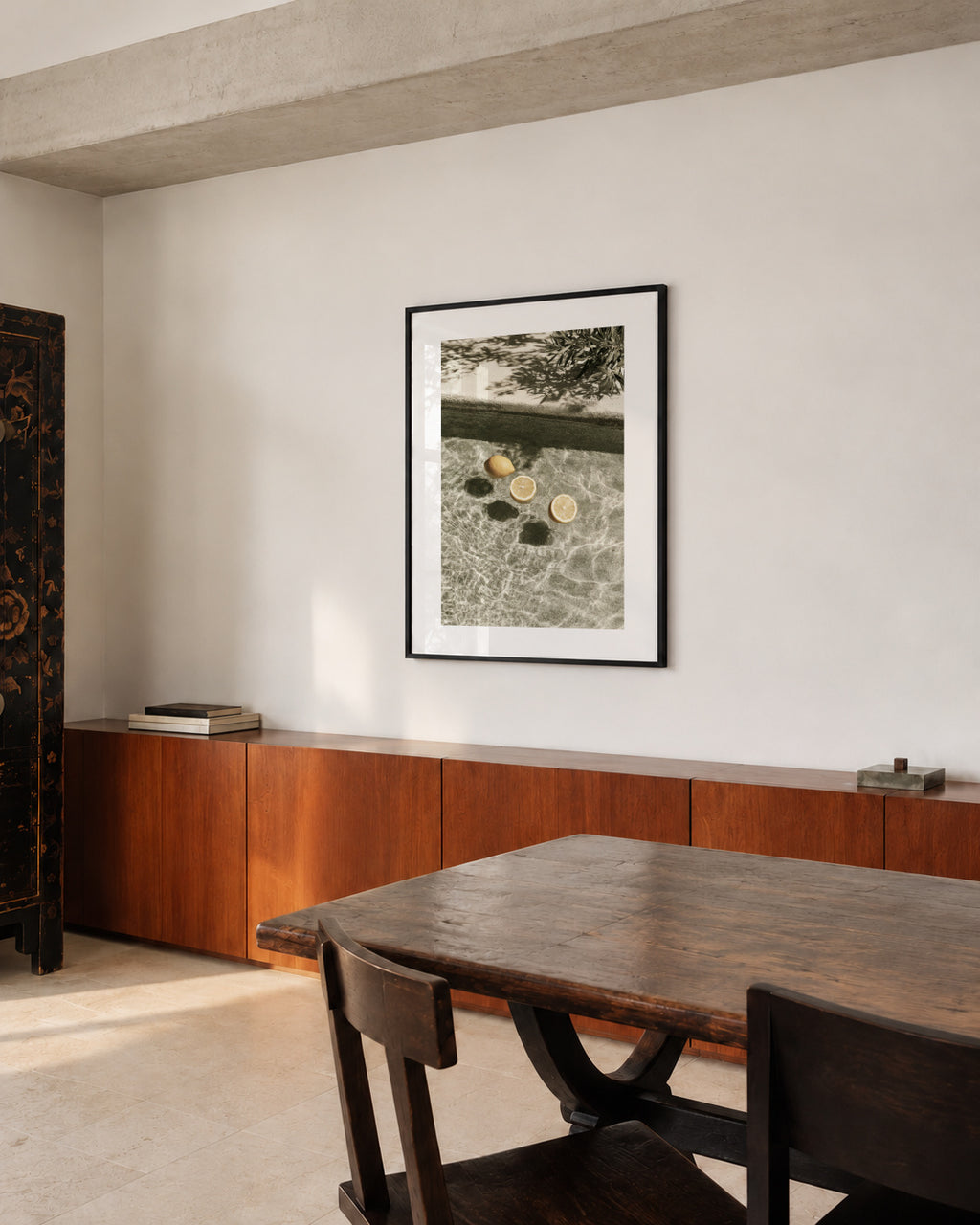 Floating Lemons - Framed poster in an interior