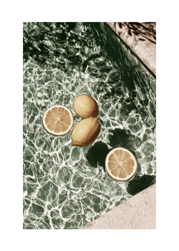 Kitchen art Lemons on pool water