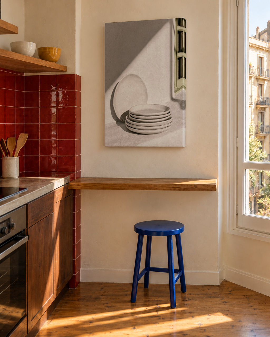 White Ceramics - Unframed canvas in an interior