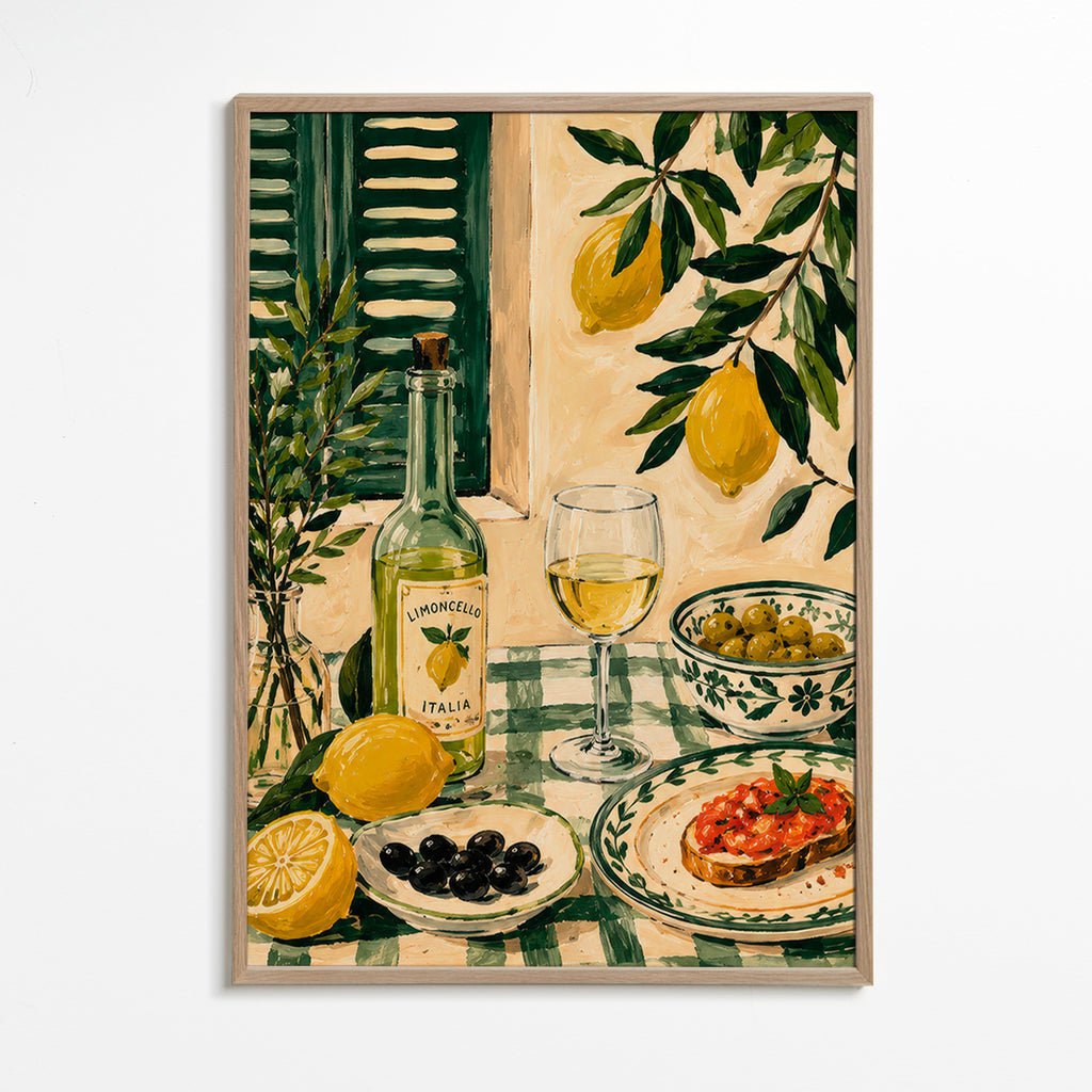 Kitchen art: lemon still life with limoncello