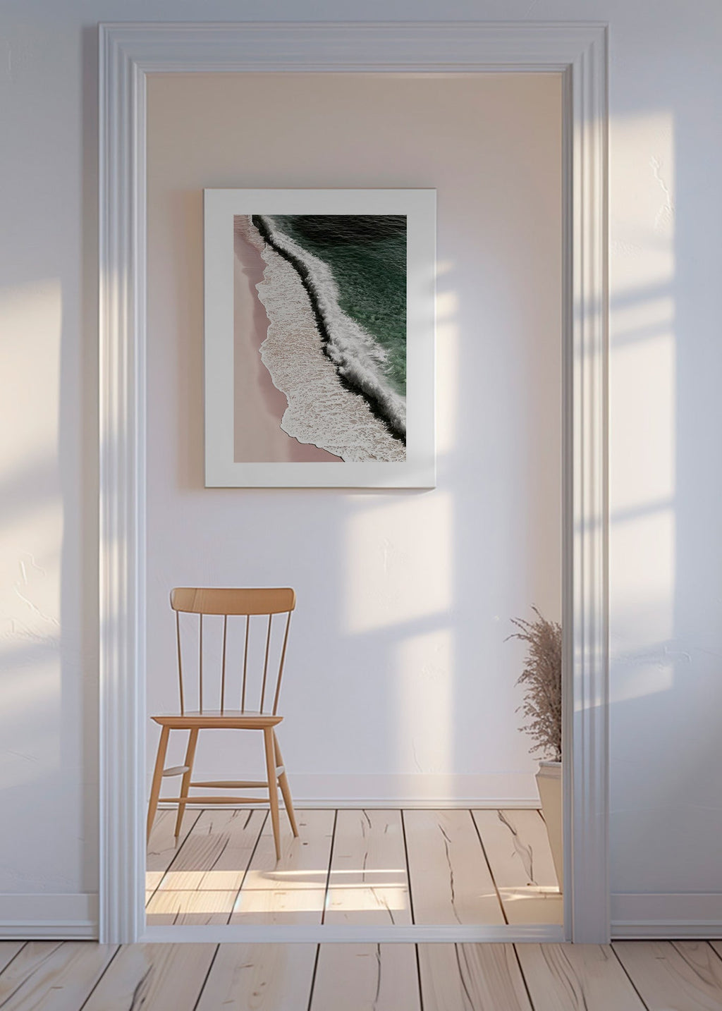 Landscape art: aerial blush coast
