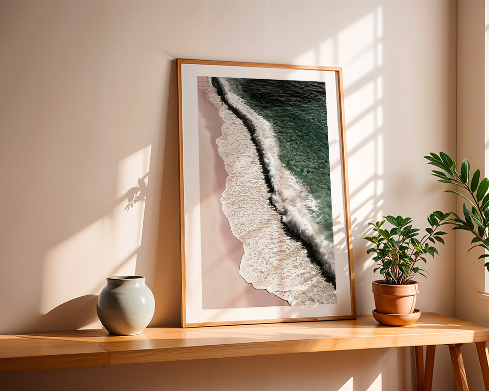 Landscape art: aerial blush coast