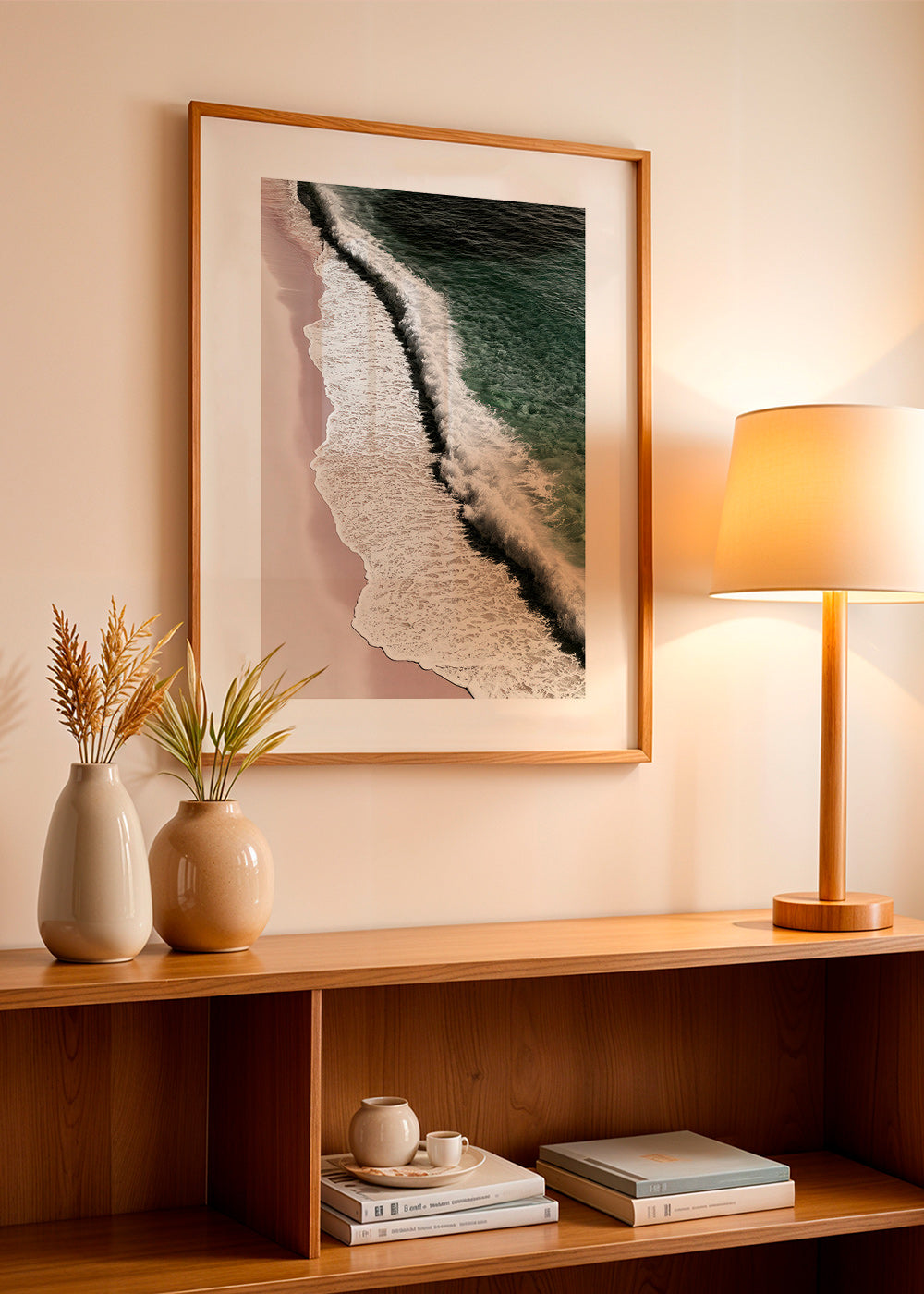 Landscape art: aerial blush coast