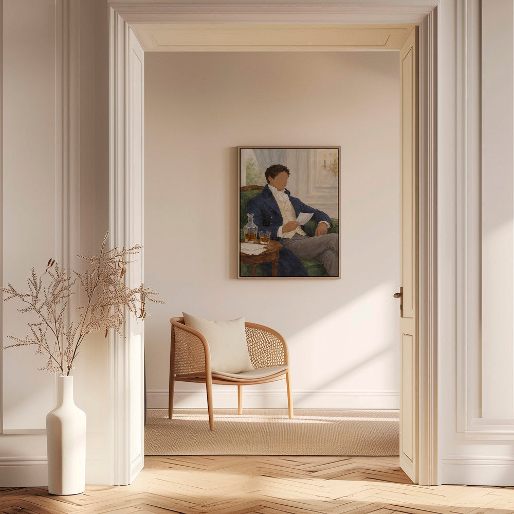 Vintage print of gentleman reading