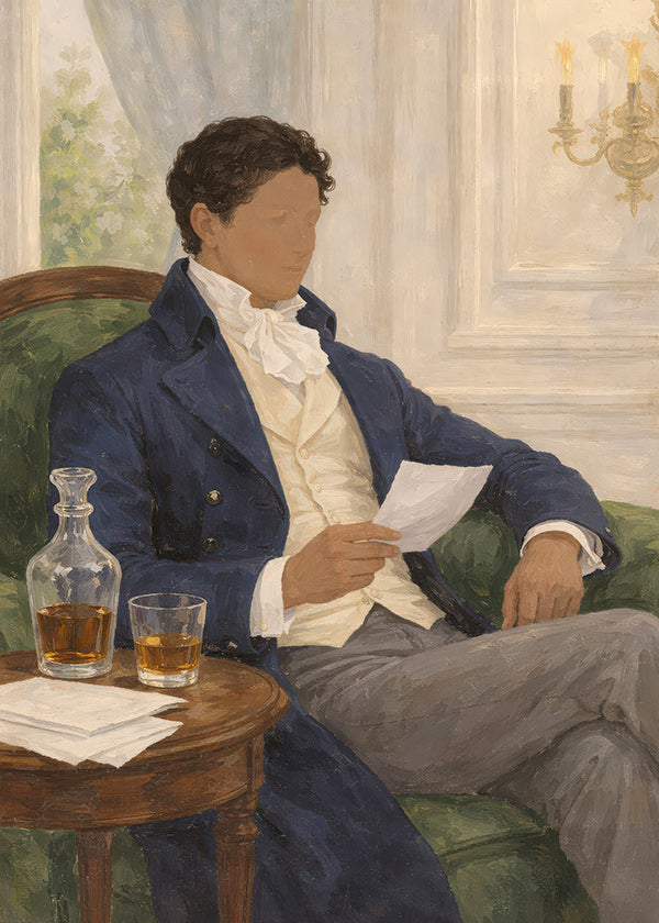 Vintage print of gentleman reading