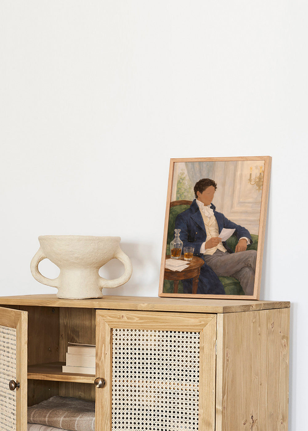 Vintage print of gentleman reading