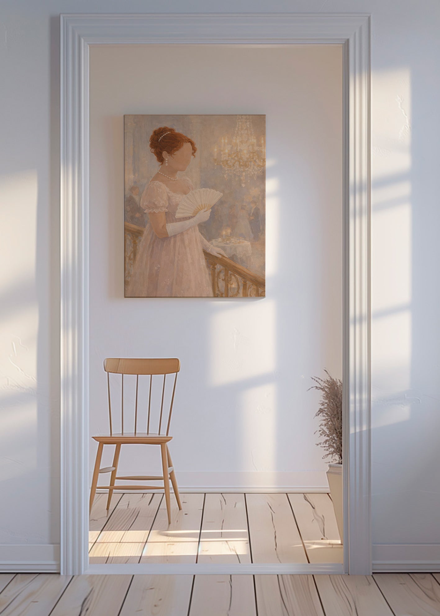 Lady portrait in ballroom illustration
