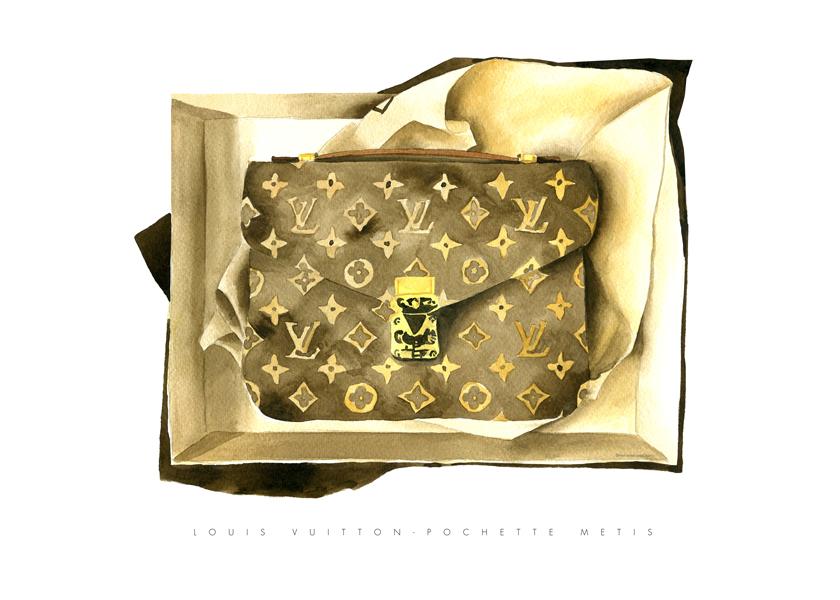 Illustration of a Louis Vuitton bag wall art poster - Waterocolour prints –  Artesta