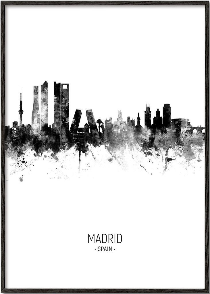 Madrid skyline black and white