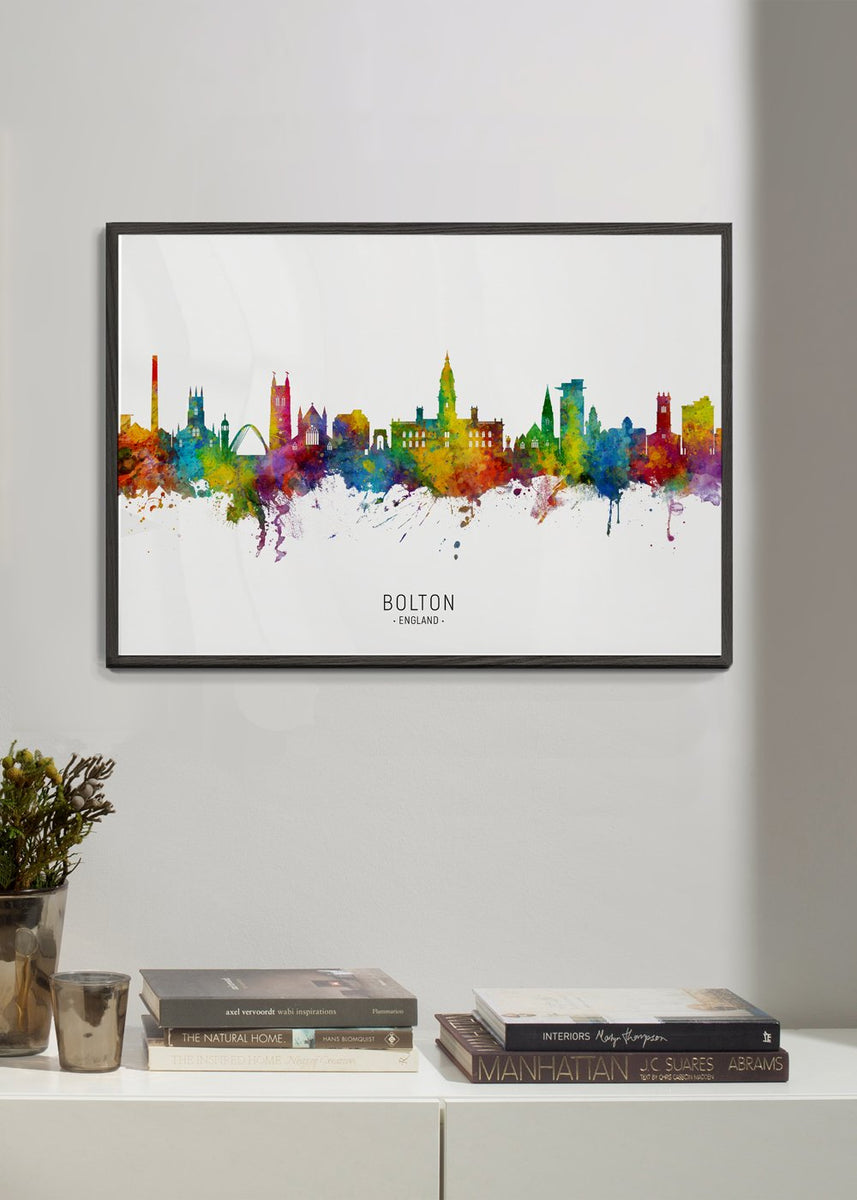 Bolton Skyline multicolor poster | Wall art, framed prints and posters ...