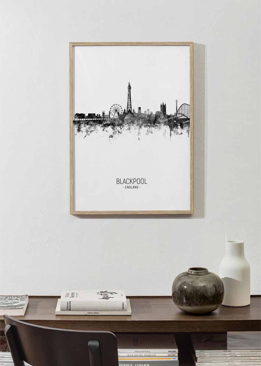 Blackpool Skyline black and white poster | Wall art, framed prints and ...