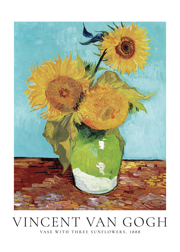 Vincent Van Gogh vase with three sunflowers